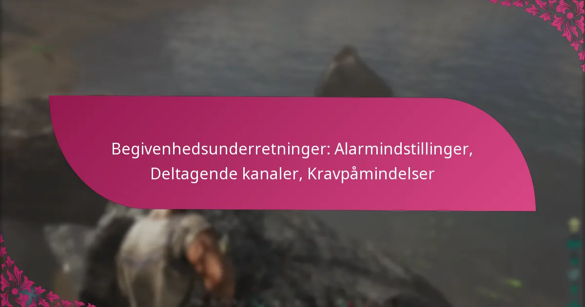 Begivenhedsunderretninger: Alarmindstillinger, Deltagende kanaler, Kravpåmindelser