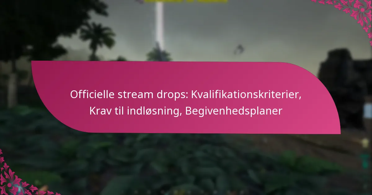 Officielle stream drops: Kvalifikationskriterier, Krav til indløsning, Begivenhedsplaner