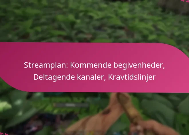 Streamplan: Kommende begivenheder, Deltagende kanaler, Kravtidslinjer