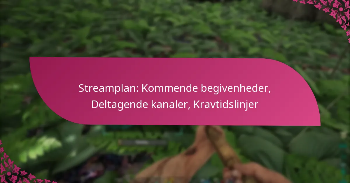 Streamplan: Kommende begivenheder, Deltagende kanaler, Kravtidslinjer