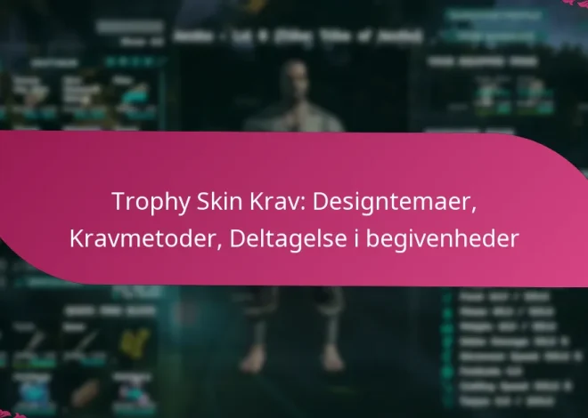 Trophy Skin Krav: Designtemaer, Kravmetoder, Deltagelse i begivenheder